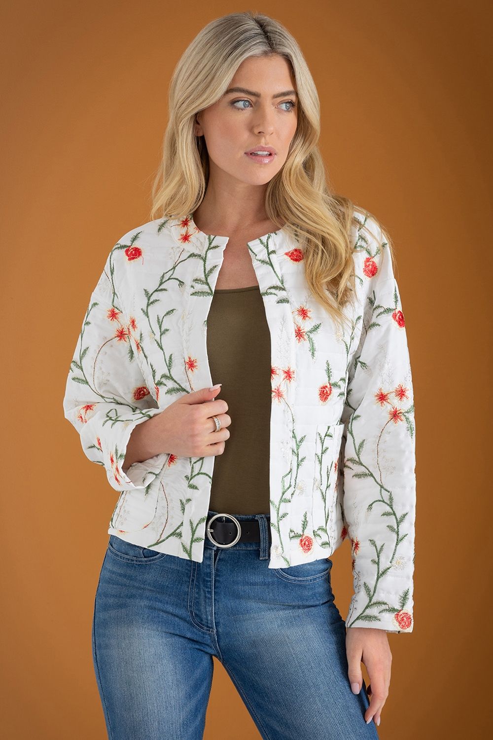 Klass. Floral Embroidered Quilted Jacket