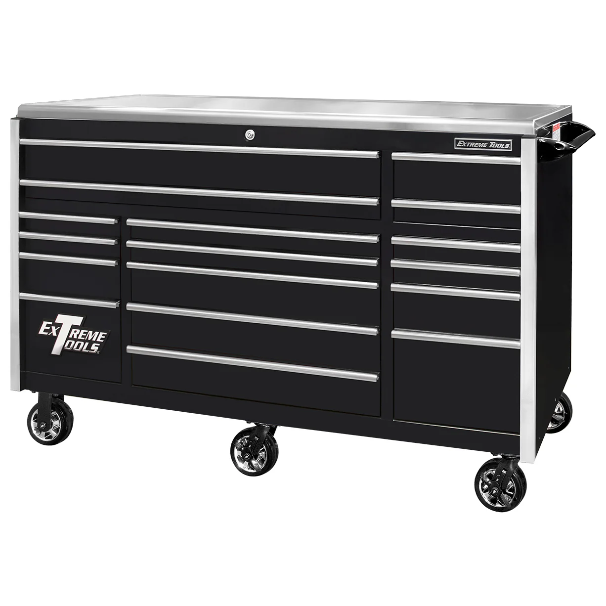 Extreme Tools Professional EXQ 72�� Quick Release 17-Drawer Triple Bank Roller Cabinet(Black-Aluminum)