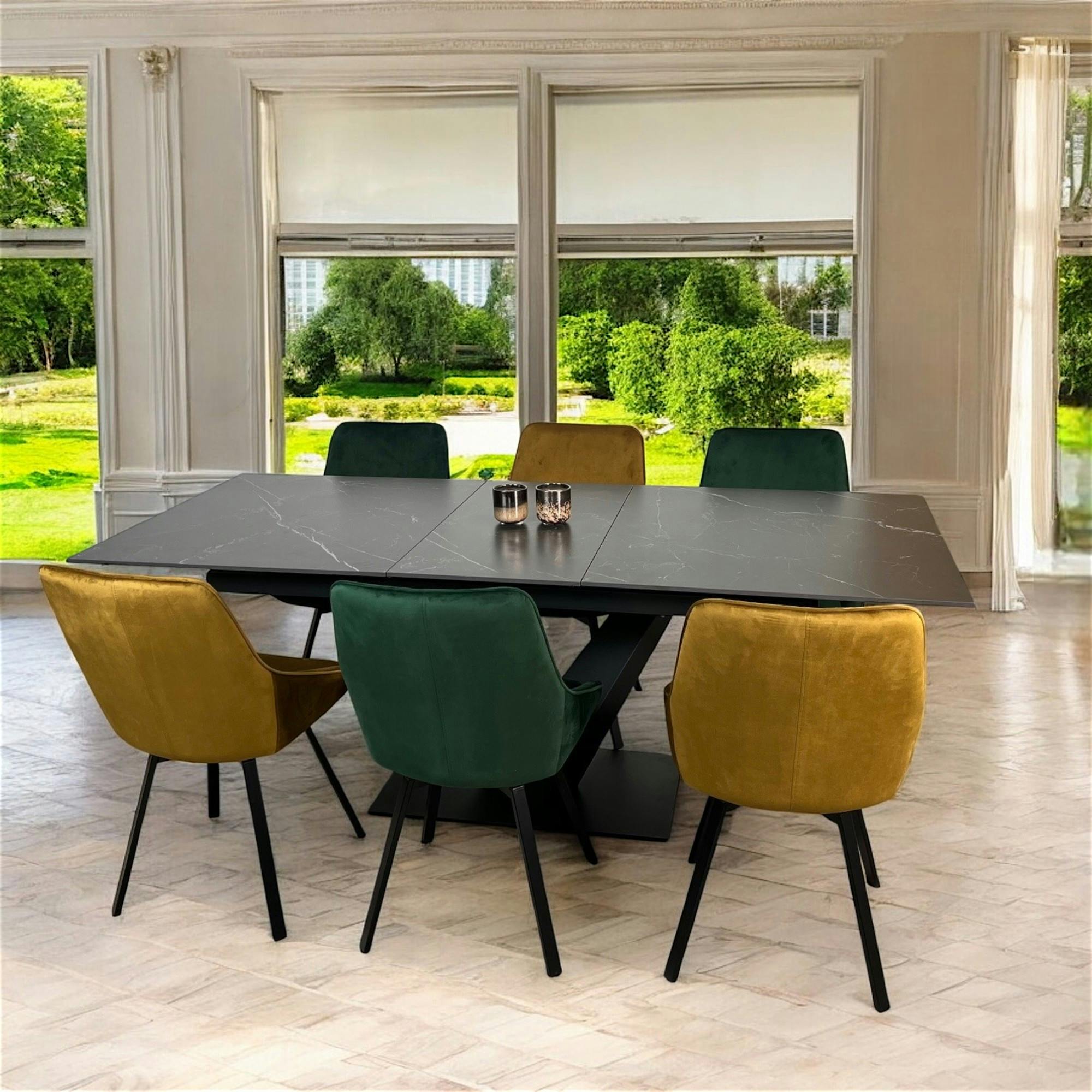 Table en céramique noire extensible 160-205 cm OTTAWA