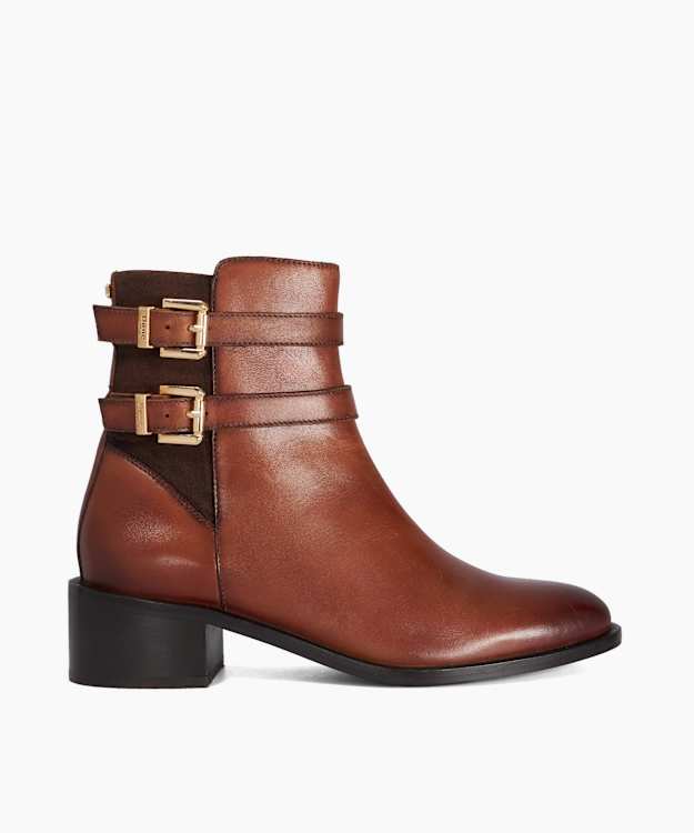 Patters Tan - Leather Buckle-Detail Ankle Boots