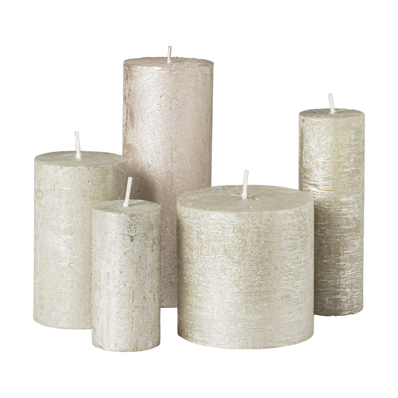 Kaars rustiek - zilver - &Oslash;5x10 cm
