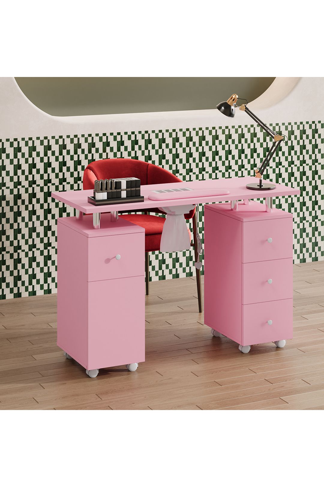 SHEONLY Mobile Manicure Table with Built-in Dust Collector