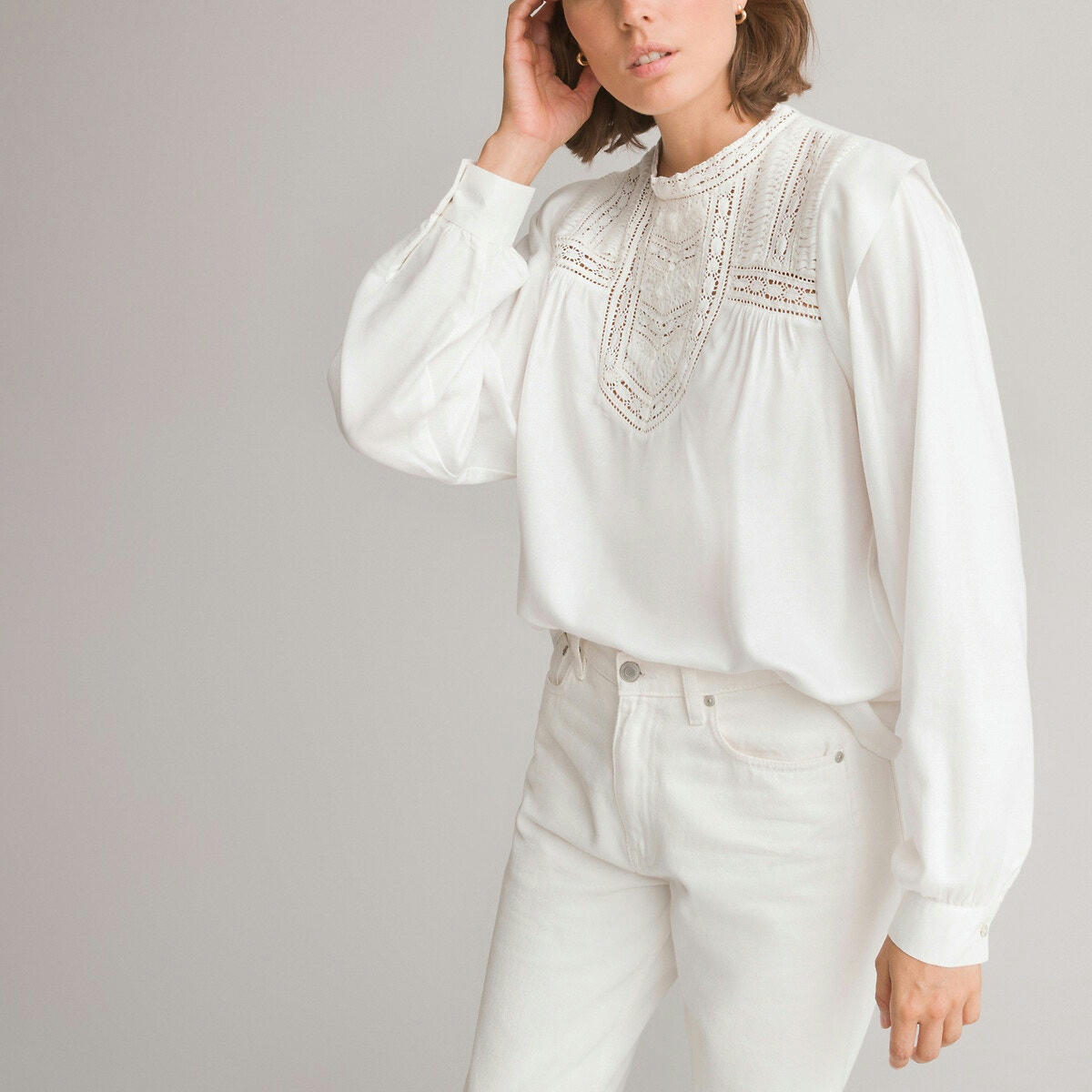 Blouse encolure ronde, manches longues