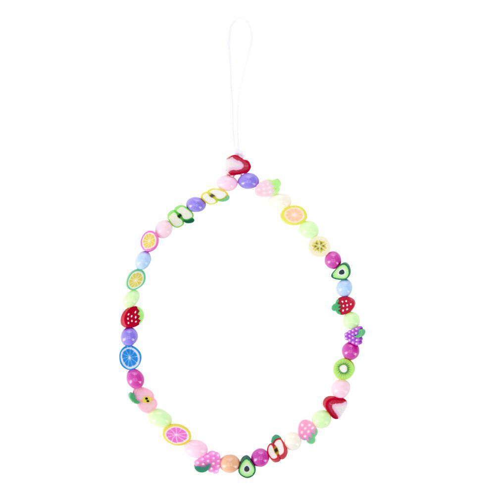 Bracelet chaÎne de téléphone perle forme fruits colorés L19,5cm