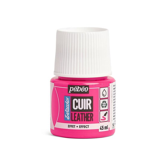 Pebeo Setacolor Fluorescent Pink Leather Paint 45ml