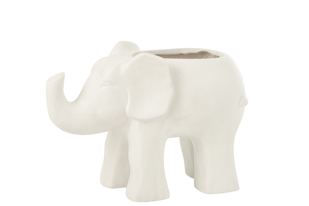 J-Line bloempot Olifant - keramiek - wit - Ø 21.5 cm