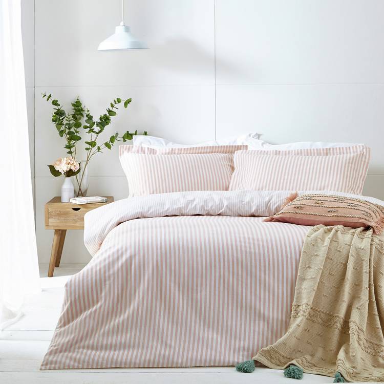Yard Hebden Cotton Stripe Blush Bedding Set - Single