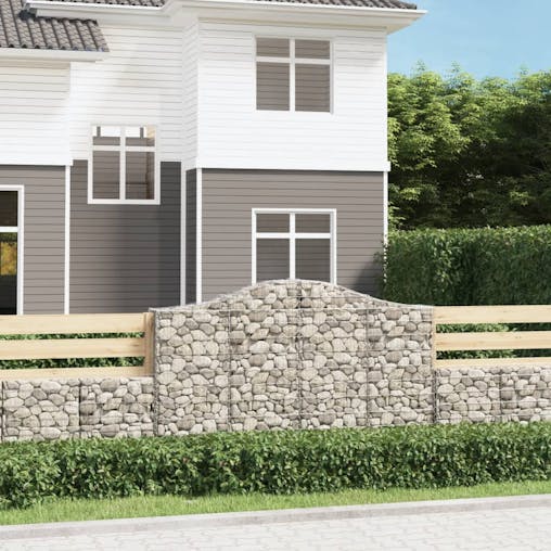 NNEVL Arched Gabion Baskets 3 pcs 200x30x120/140 cm Galvanised Iron