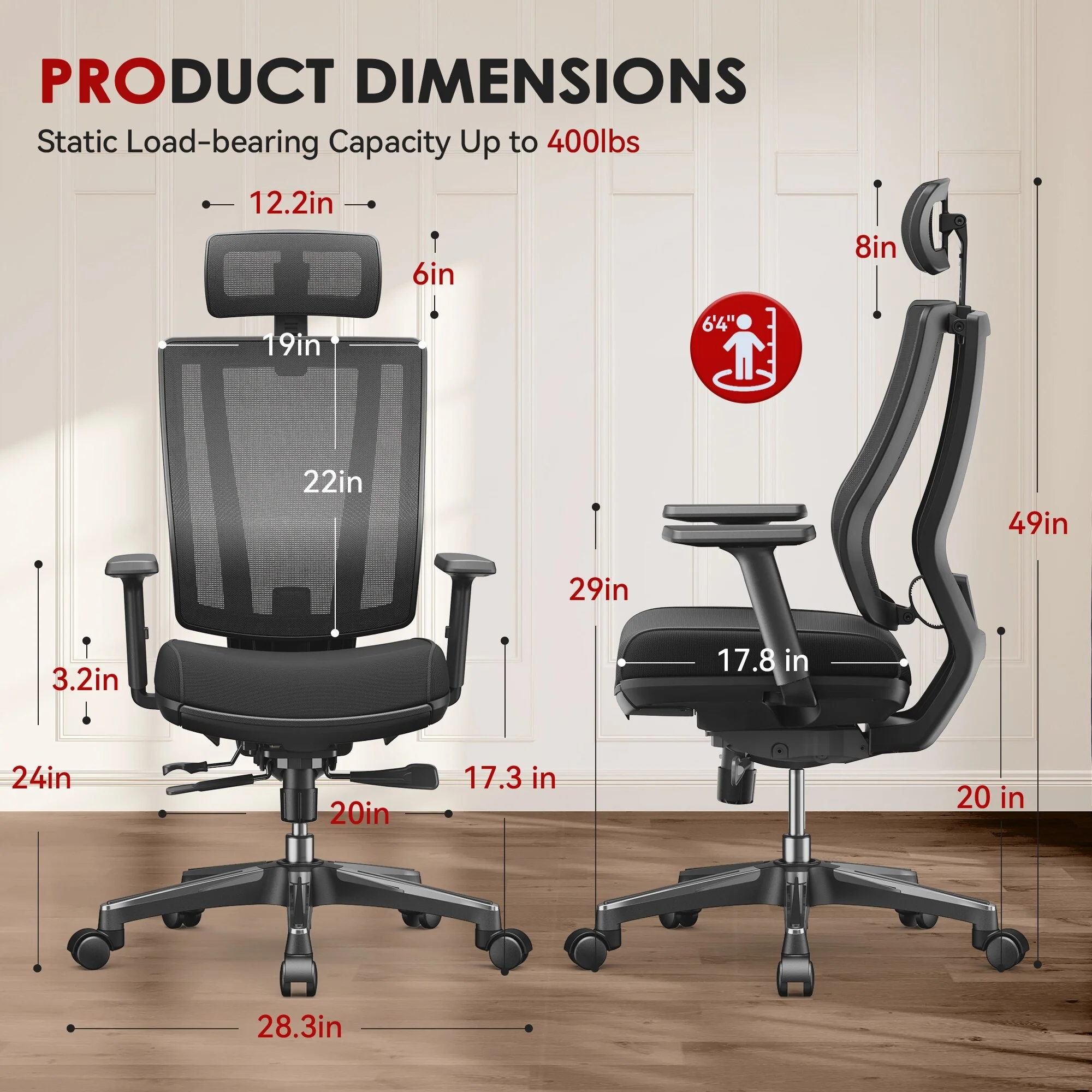 CabeVibe High Back Mesh Computer Office Chair Desk Chair with Swivel Rolling