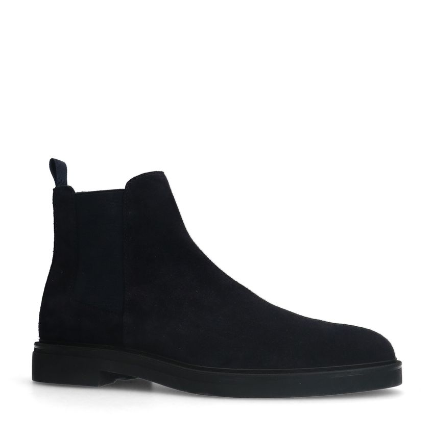 Manfield Donkerblauwe suède chelsea boots
