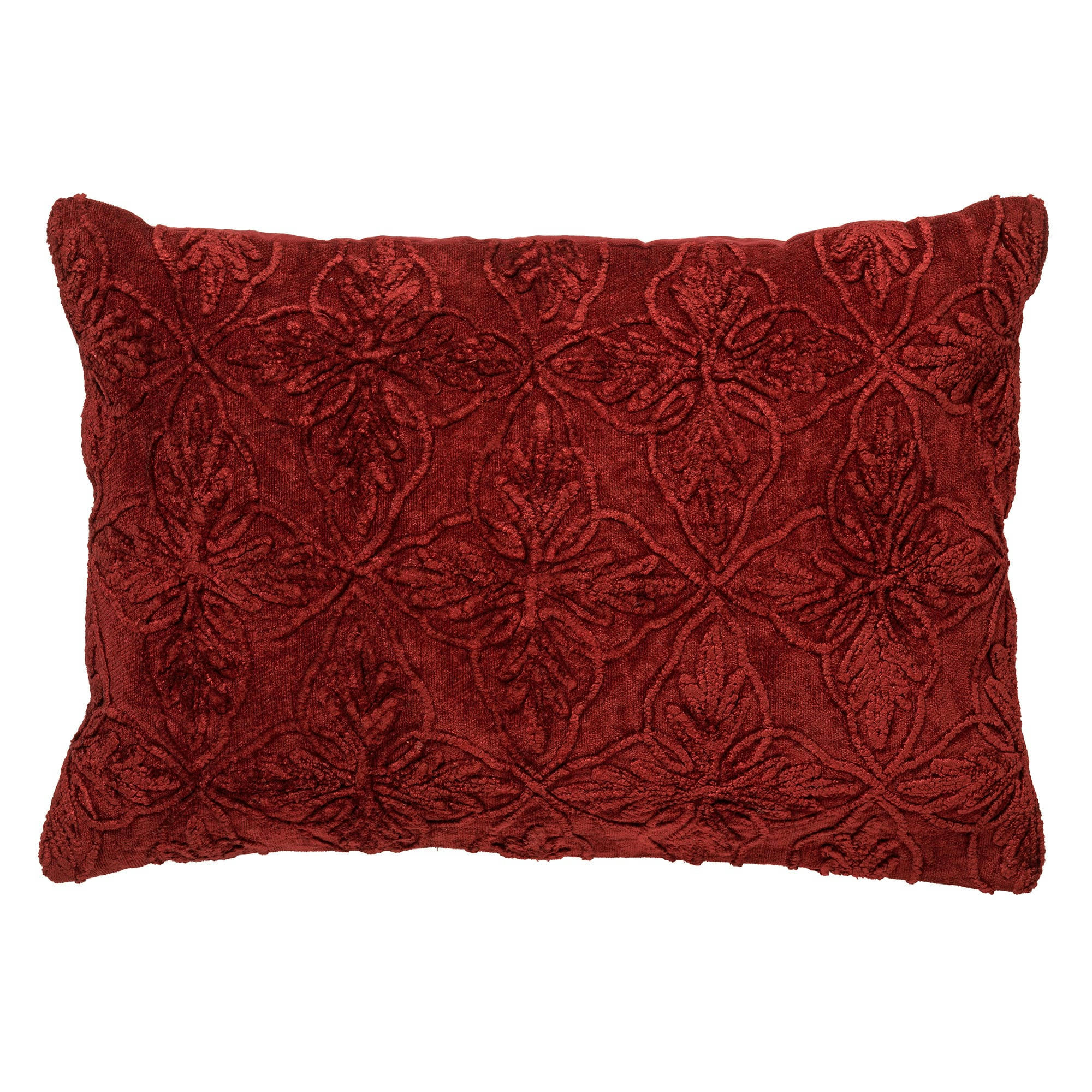 AMAR - Coussin - rouge en coton 40x60 cm avec motif fleuri