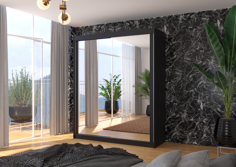 Szafa przesuwna z lustrem MORGAN 180 Black