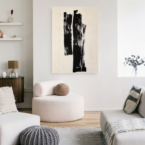 Feeby Obraz nowoczesny, Pionowe Kształty Abstrakcja Czerń 40x60