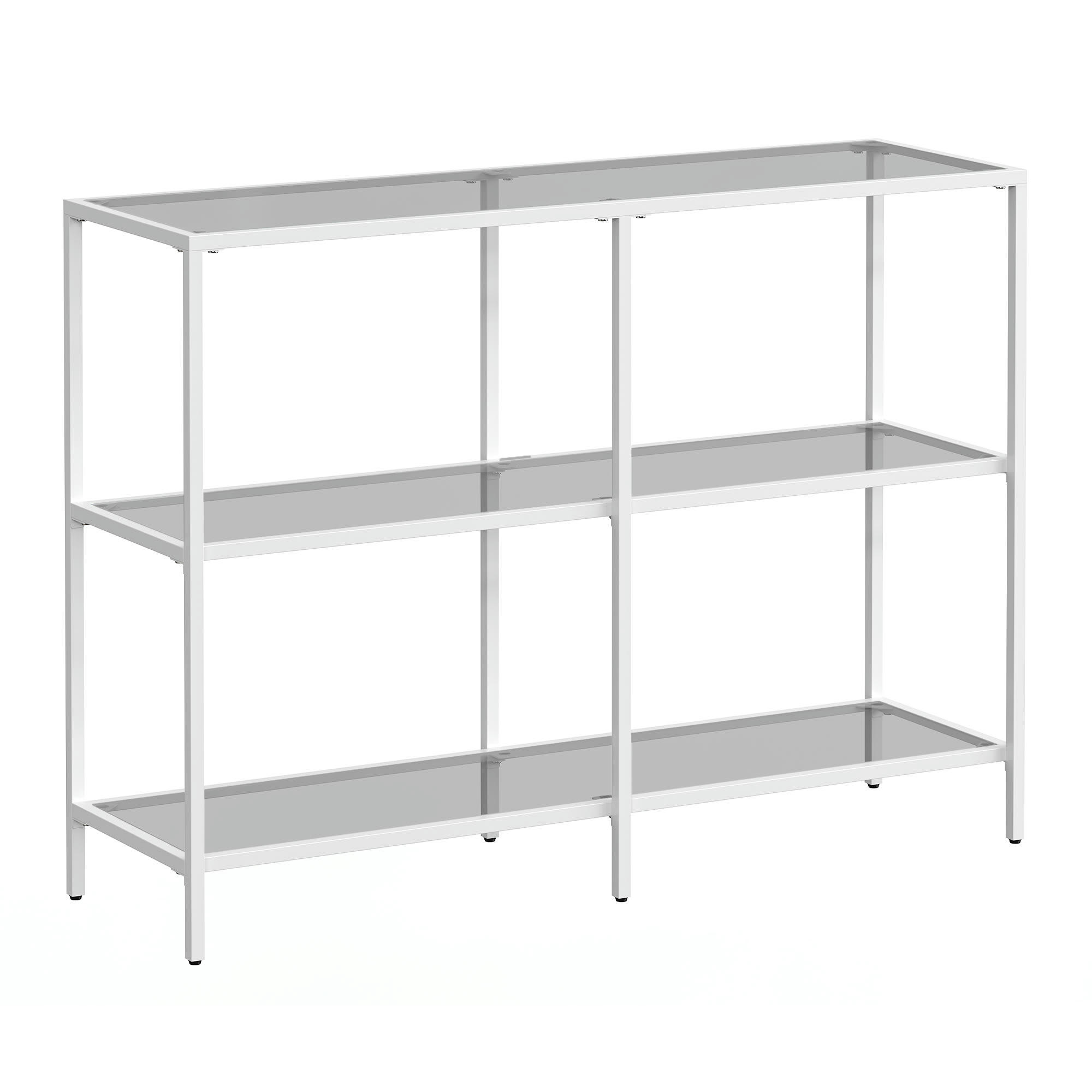 - Table console style moderne verre acier gris blanc