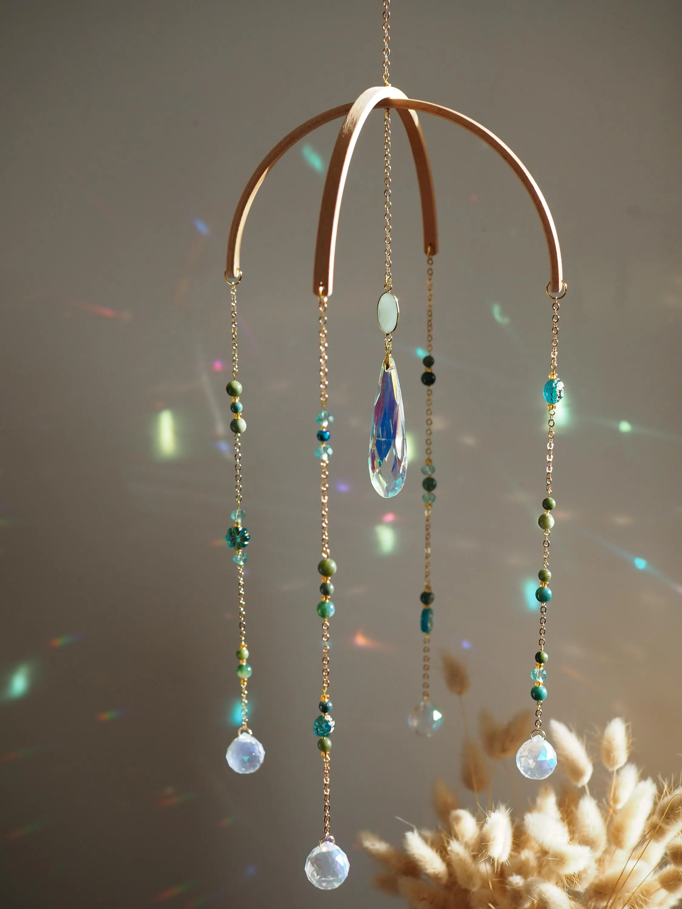 Suncatcher crystal mobile - green aventurine hanging decor- Diya- baby mobile