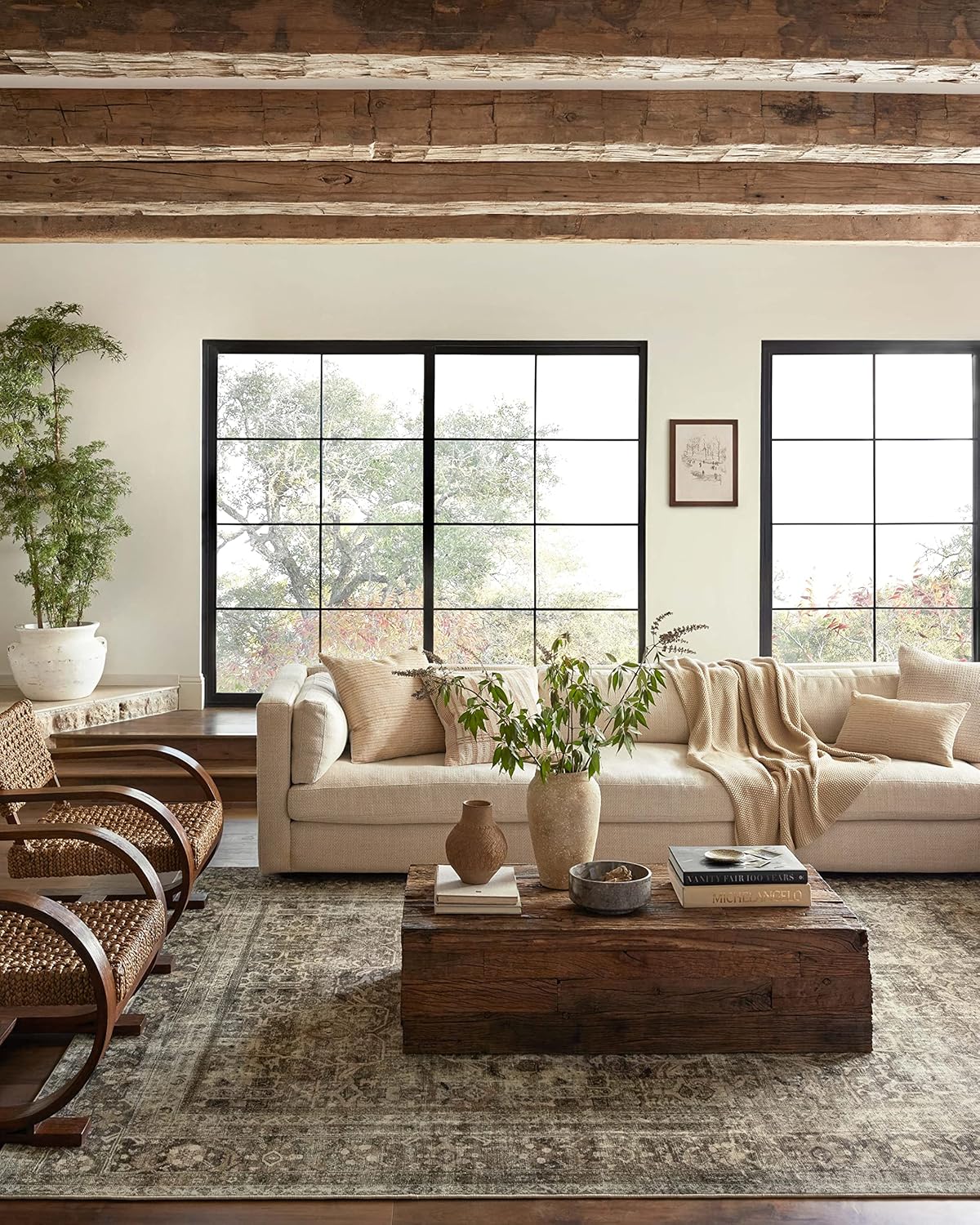 Loloi Magnolia Home by Joanna Gaines Sinclair Collection SIN-01 Pebble/Taupe 7'-6 x 9'-6, .25 Pile Height, Machine Washable, Area Rug