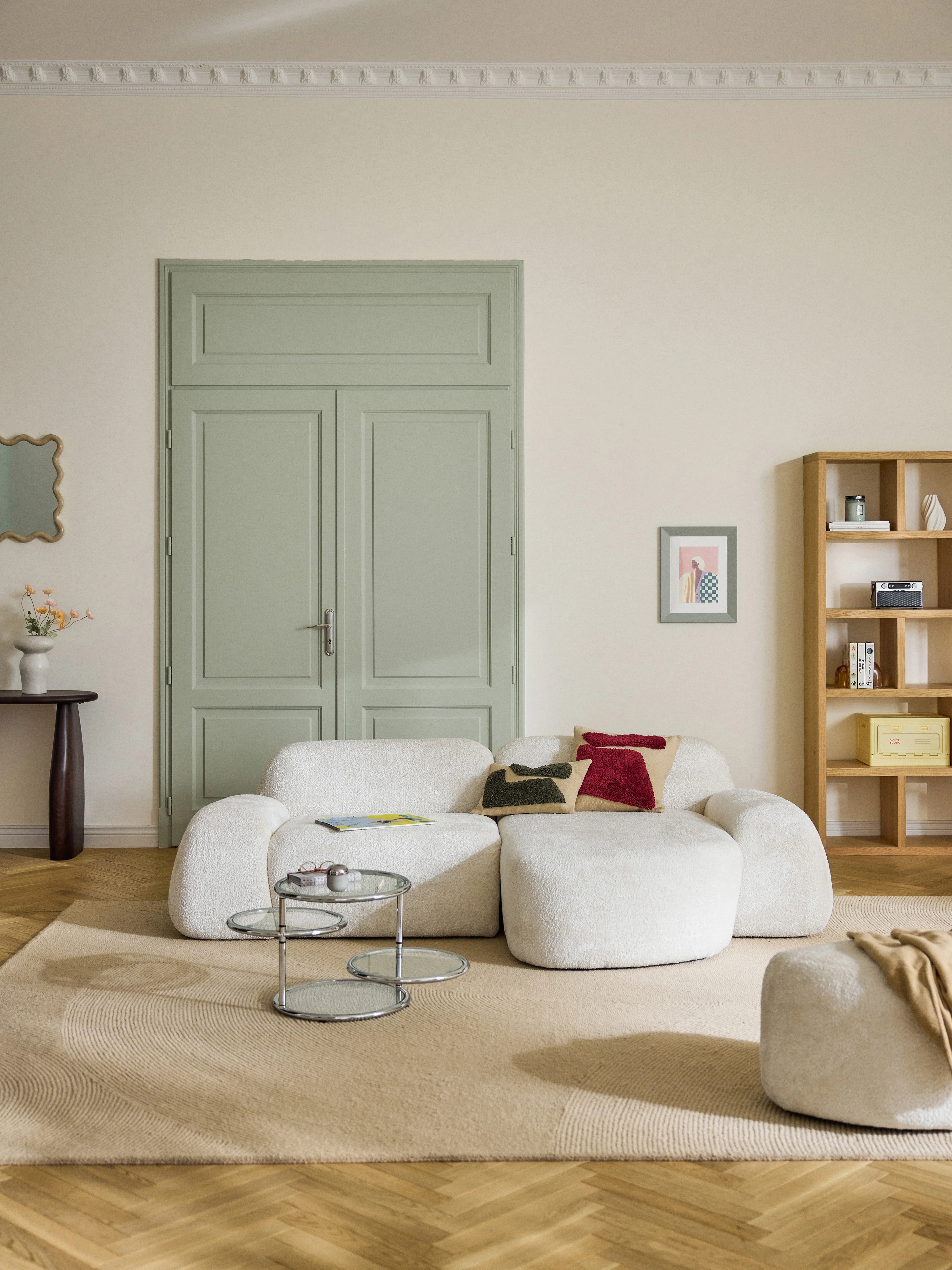 Modulares Ecksofa Wolke (3-Sitzer) aus Teddy-Bouclé