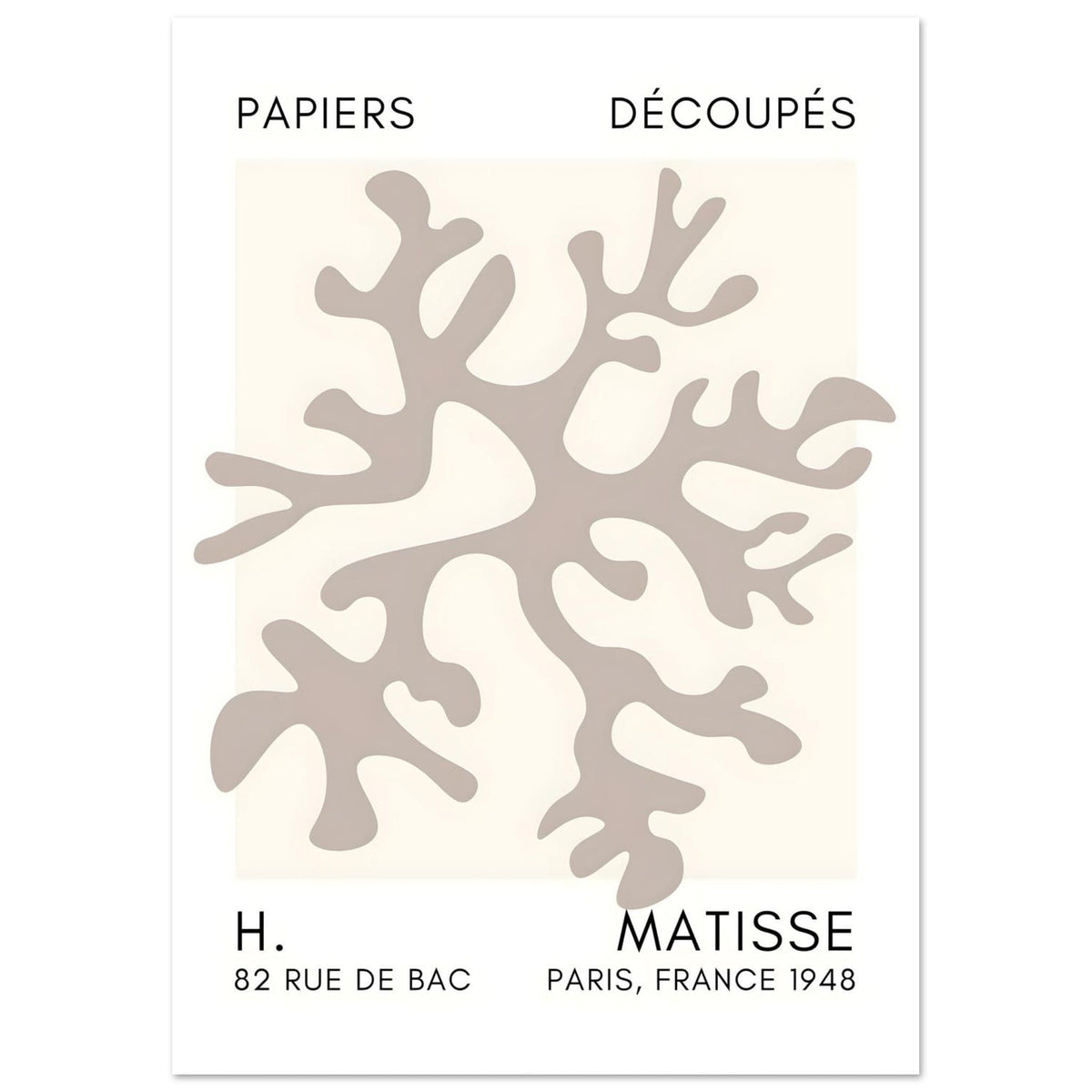 Artfulprints Poster Matisse – Dreamy coral flower grey  - A4 21x29.7 cm - Grijs
