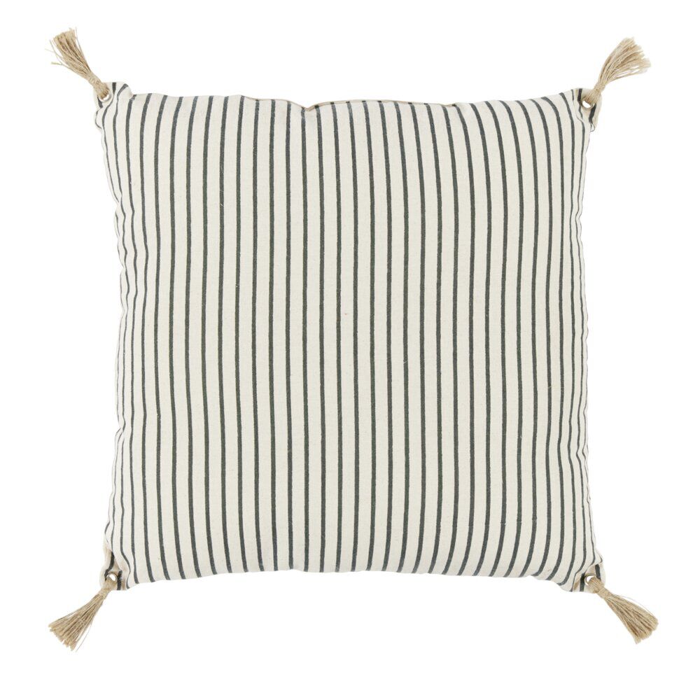 Coussin déco marinière et pompons 45x45cm