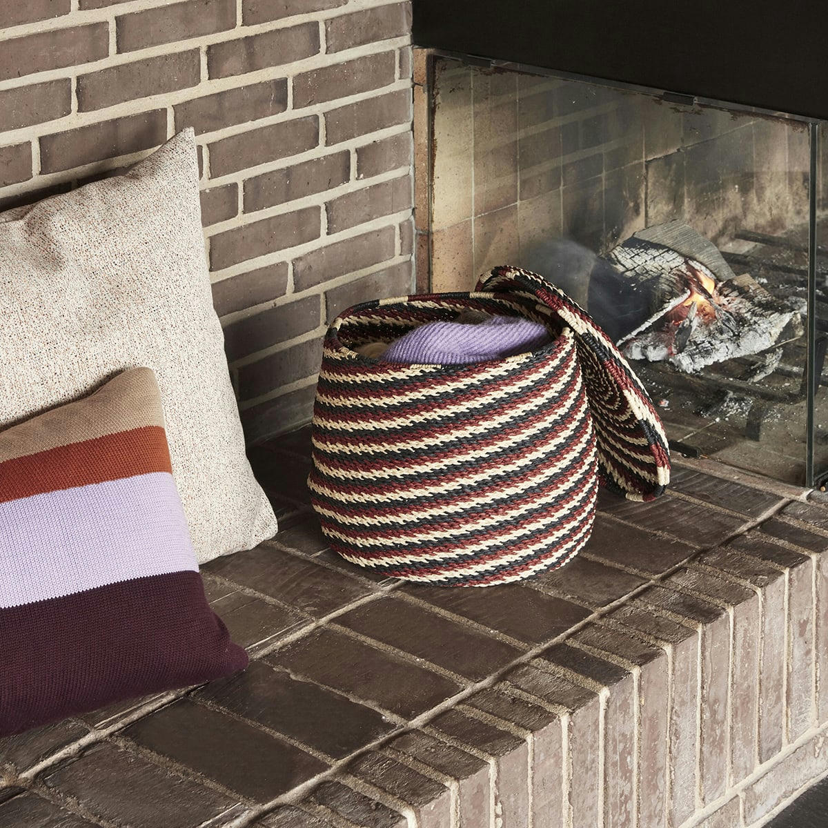 MONARCH - Panier rond noir et bordeaux (x2)