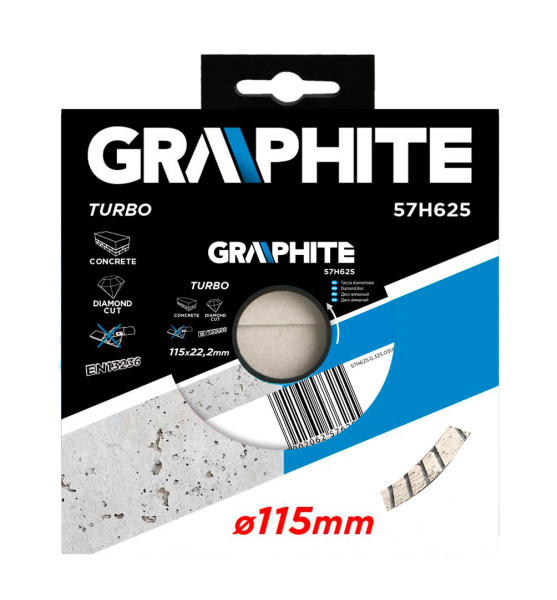 Tarcza diamentowa 115x22.2mm turbo GRAPHITE 57H625