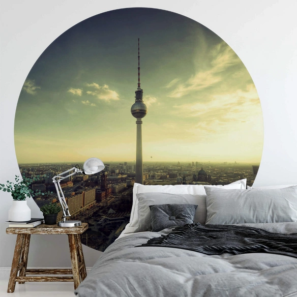 Vliestapete »Runde Vliestapete«, Stadt Berliner Fernsehturm, mehrfarbig, matt