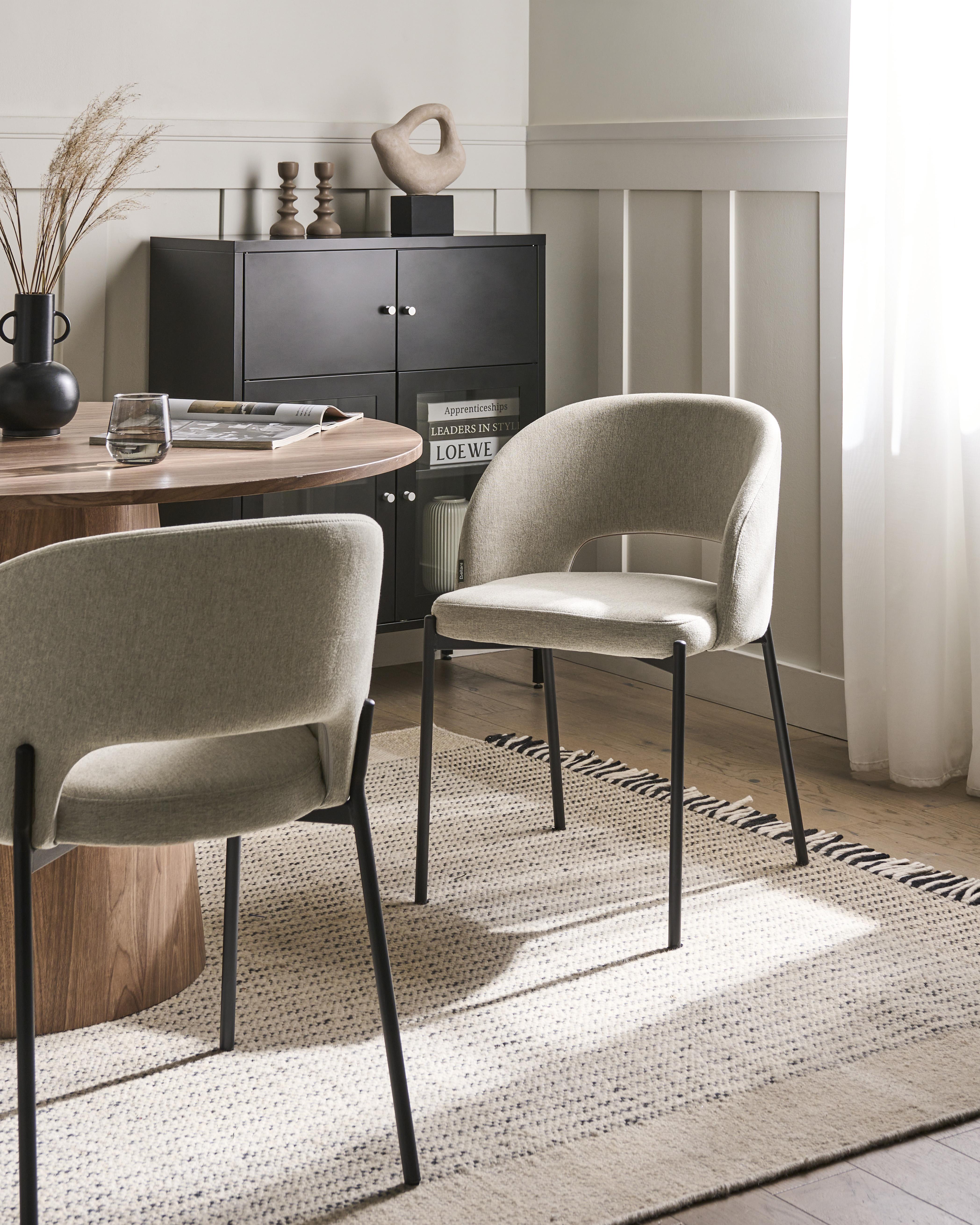 Set of 2 Dining Chairs PENNY Fabric Sand Beige