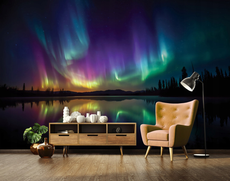 Fototapeta Zorza polarna Kolorowy Na Flizelinie Do Sypialni Salonu 250x175