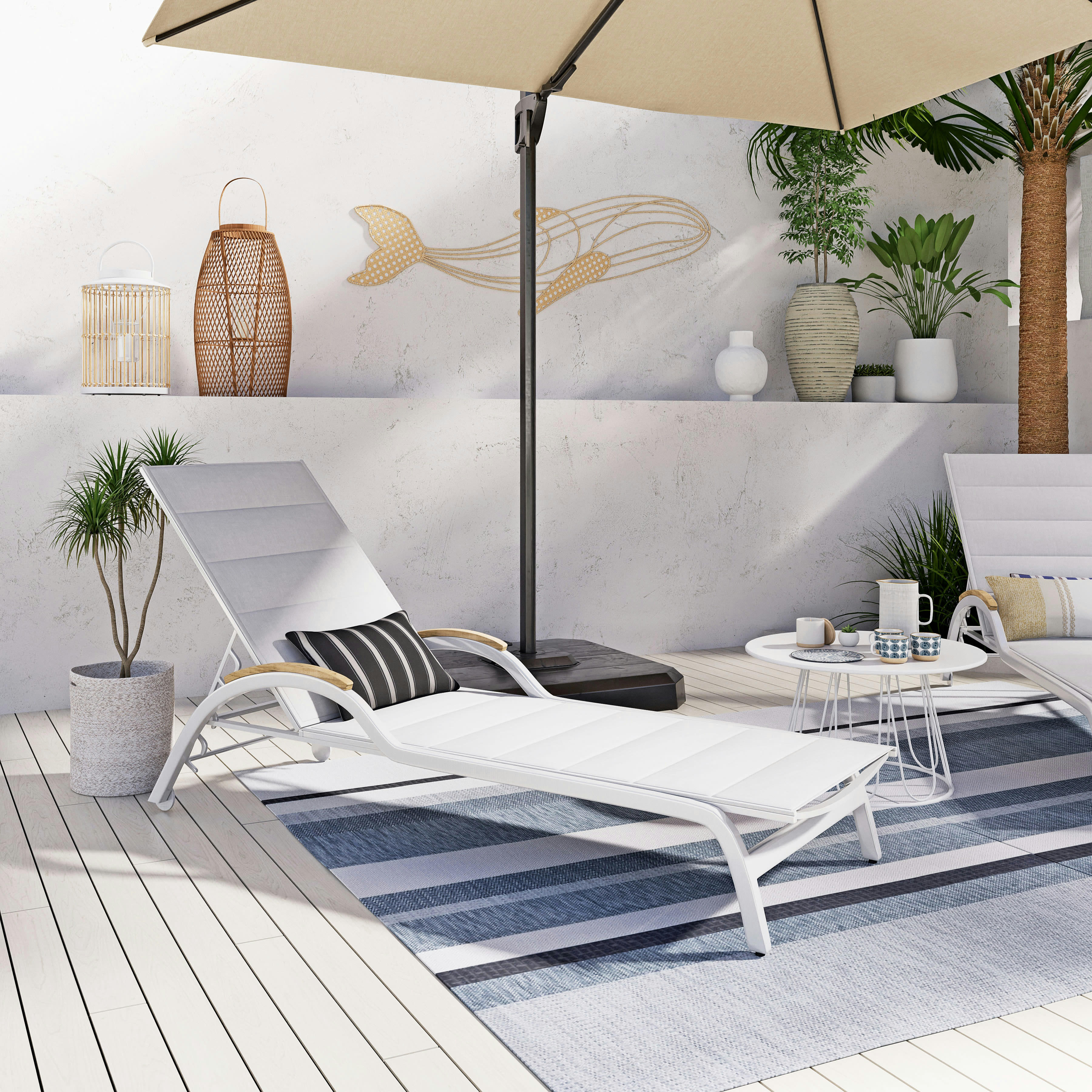 Siempre BUSINESS - Bain de soleil professionnel blanc et en teck