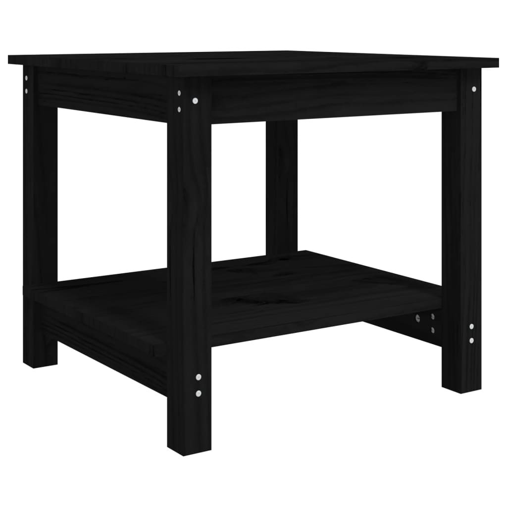 Stolik Kawowy Ława Stół Czarny Drewniany 50x50x45 Półka Do Salonu Do Pokoju