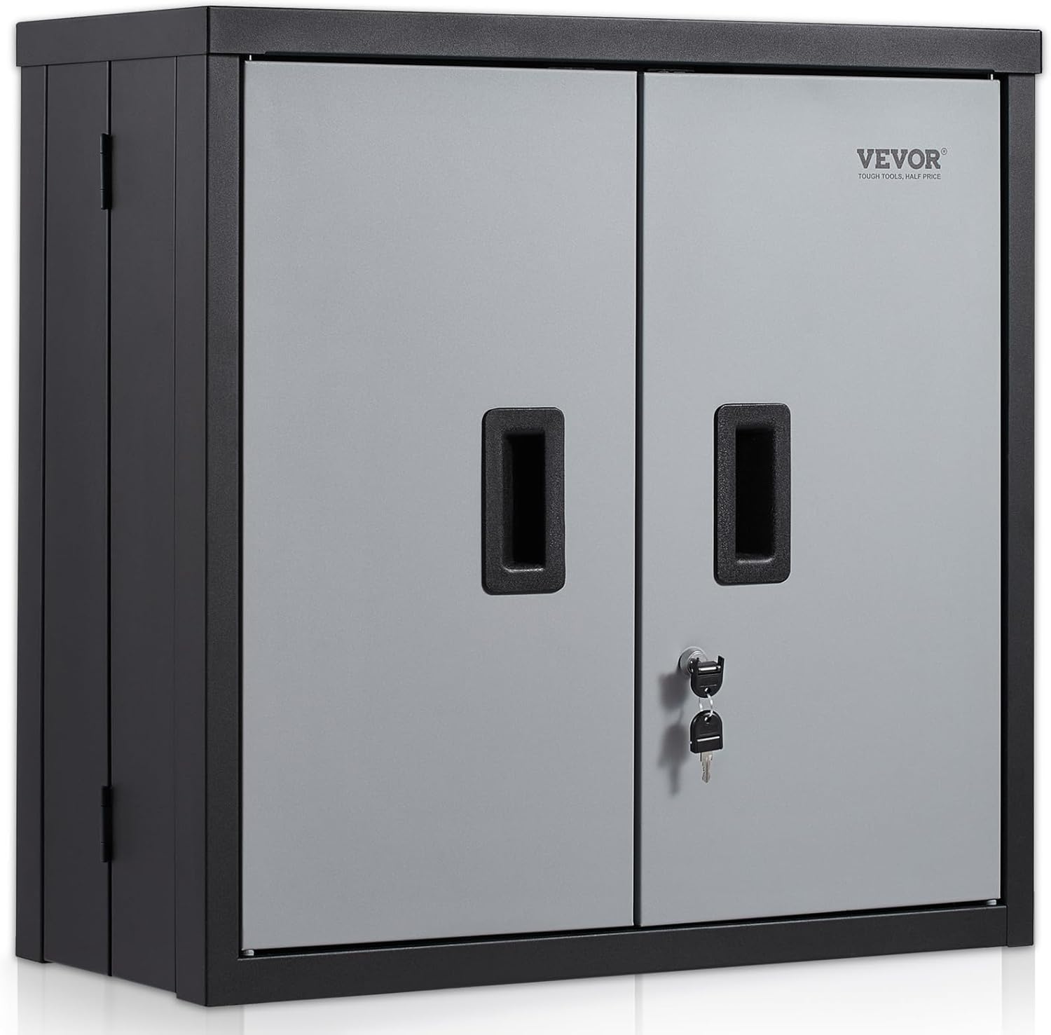 VEVOR Foldable Wall Cabinet, Metal Garage Locker Mounted 26 Small Tool Chest 240 LBS Loading Capacity Adjustable Shelf Magnetic Door File for Warehouse Office Home Black