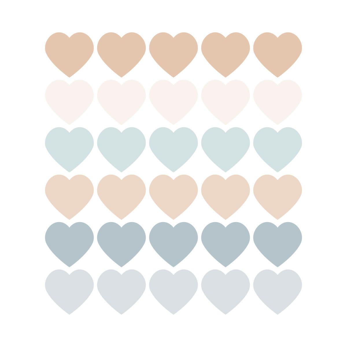 HEARTS1 - Stickers mureaux en vinyle coeurs bleu et beige