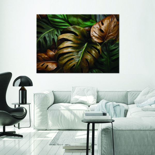 Feeby Obraz na płótnie, Liście Monstery W Naturalnych Kolorach 60x40