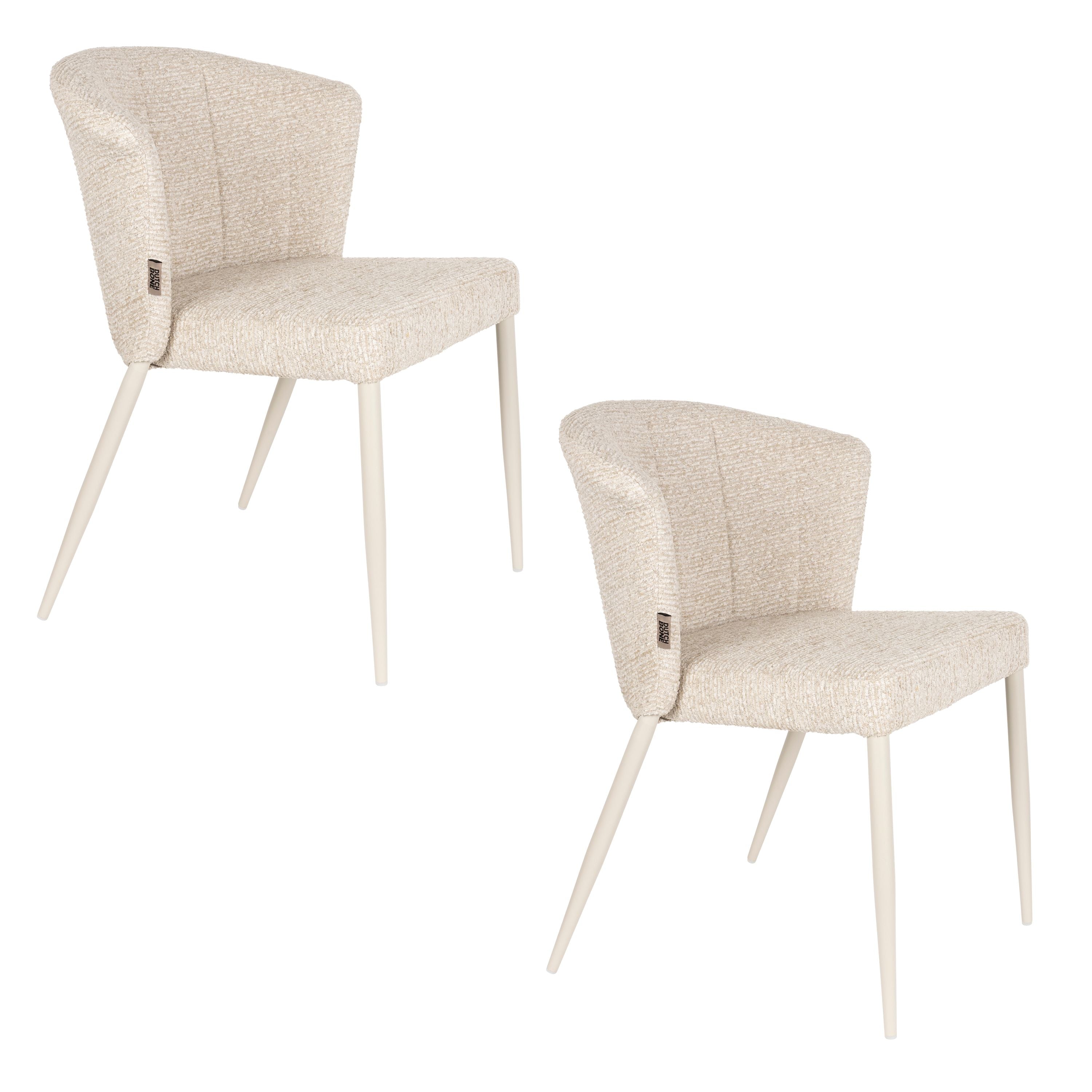 Dutchbone Georgia Eetkamerstoelen Beige - Set van 2