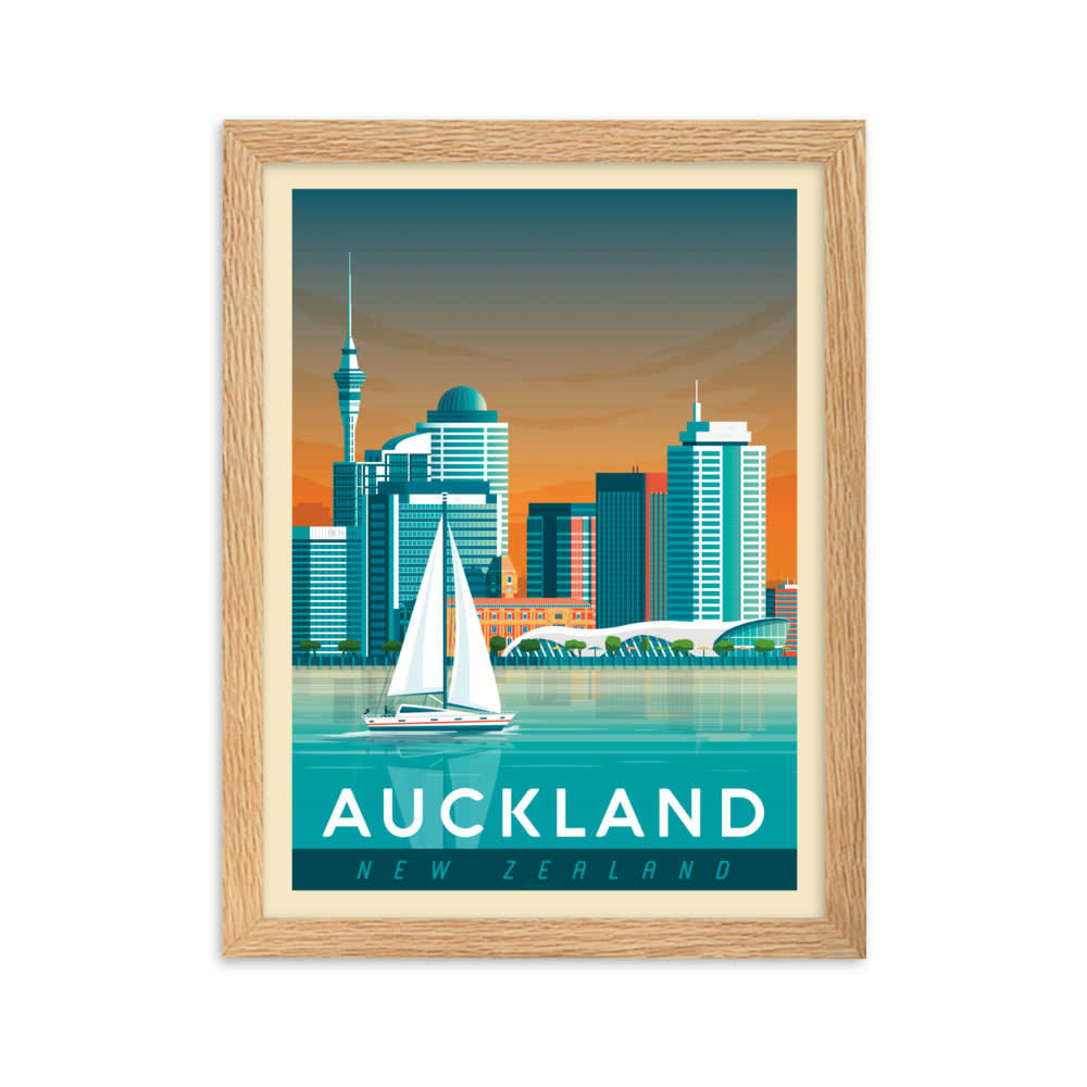 - Affiche Auckland avec Cadre (Bois) 21x29,7 cm