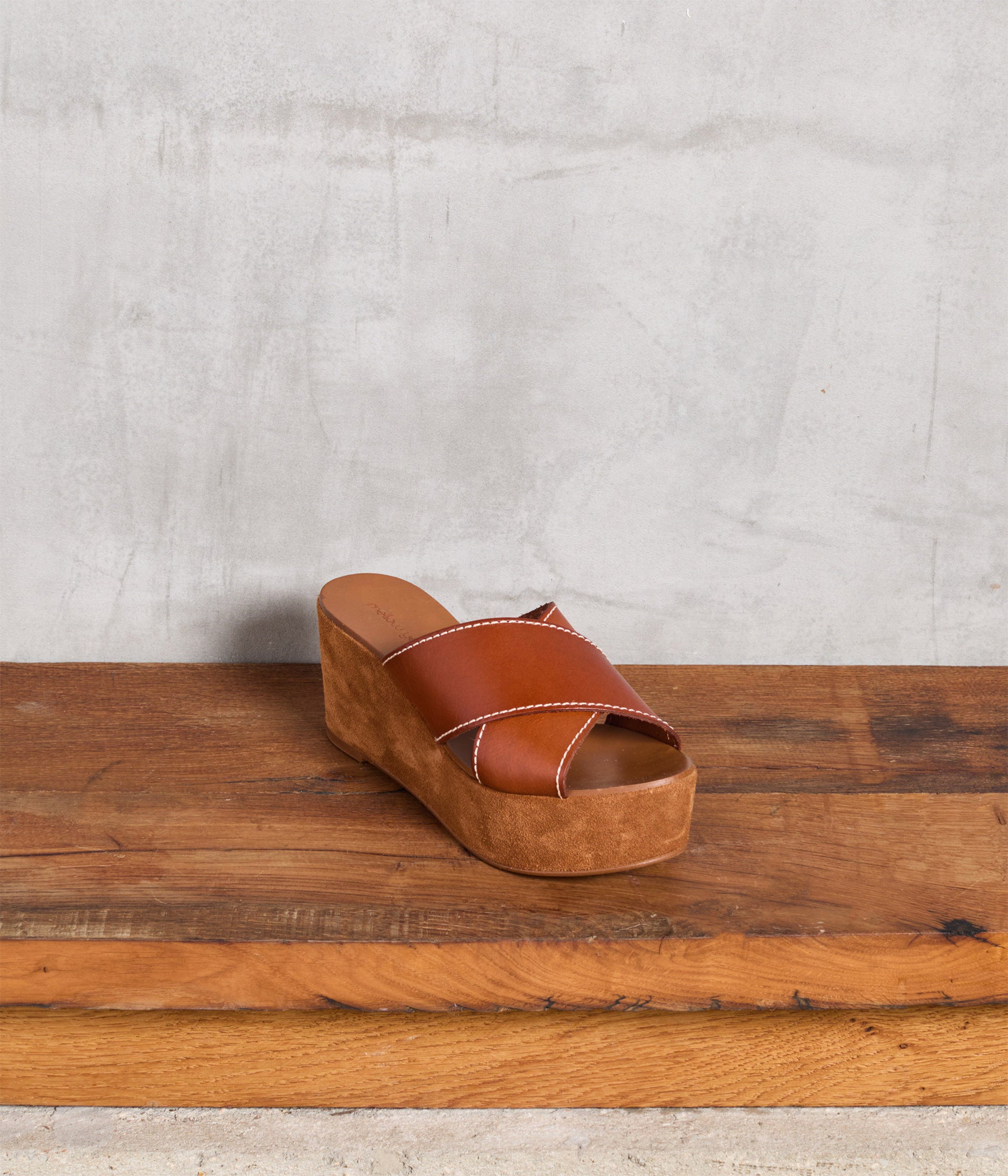 Mules compensées cognac Candela