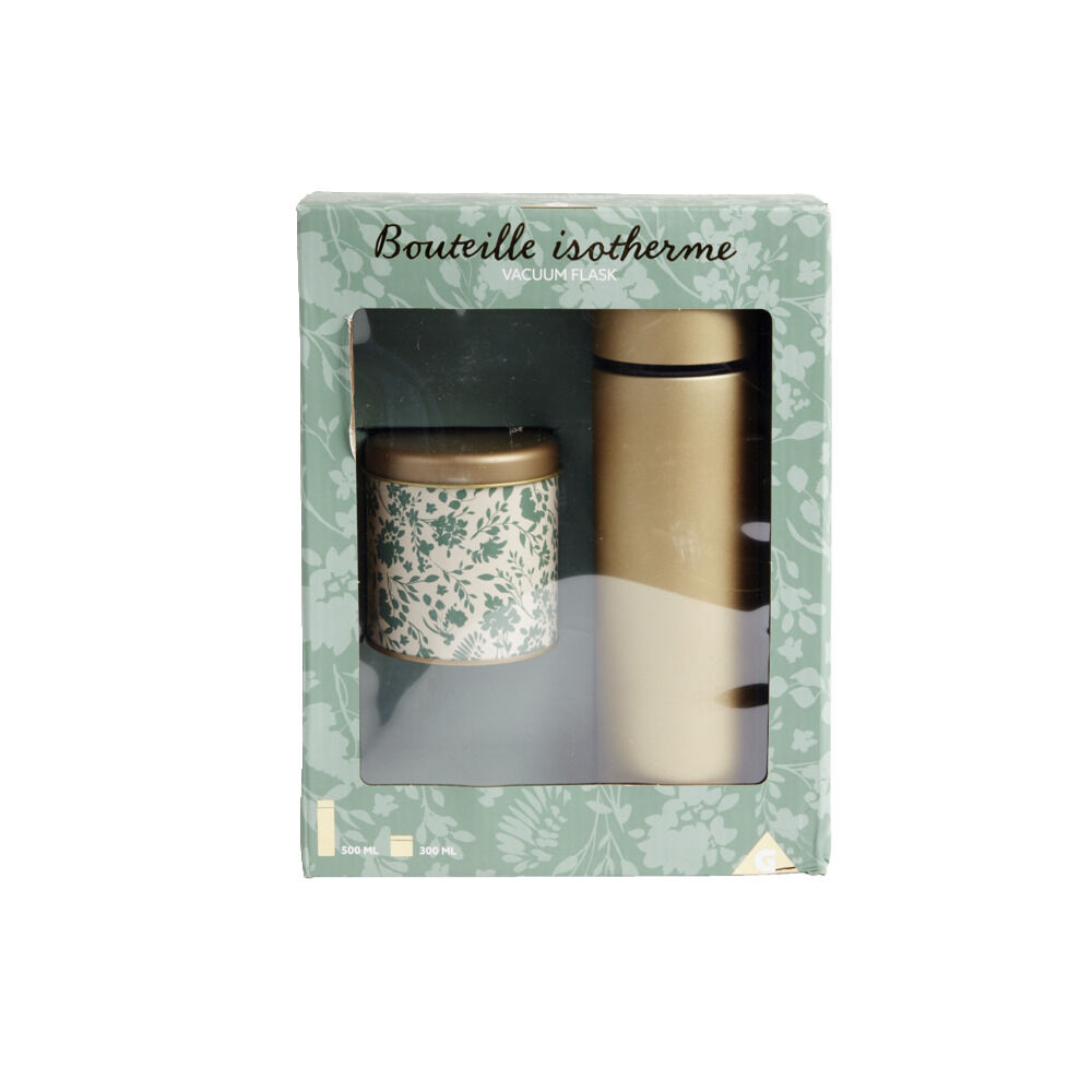 Coffret thé avec bouteille isotherme infuseur et boÎte à thé