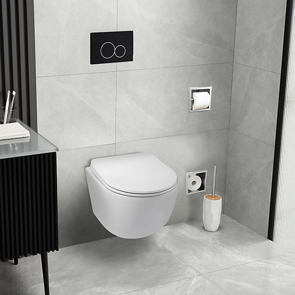 Balneo Plaque de commande WC EXO noire - plaque encastrée pour bâti-support - double touche 2 fonctions