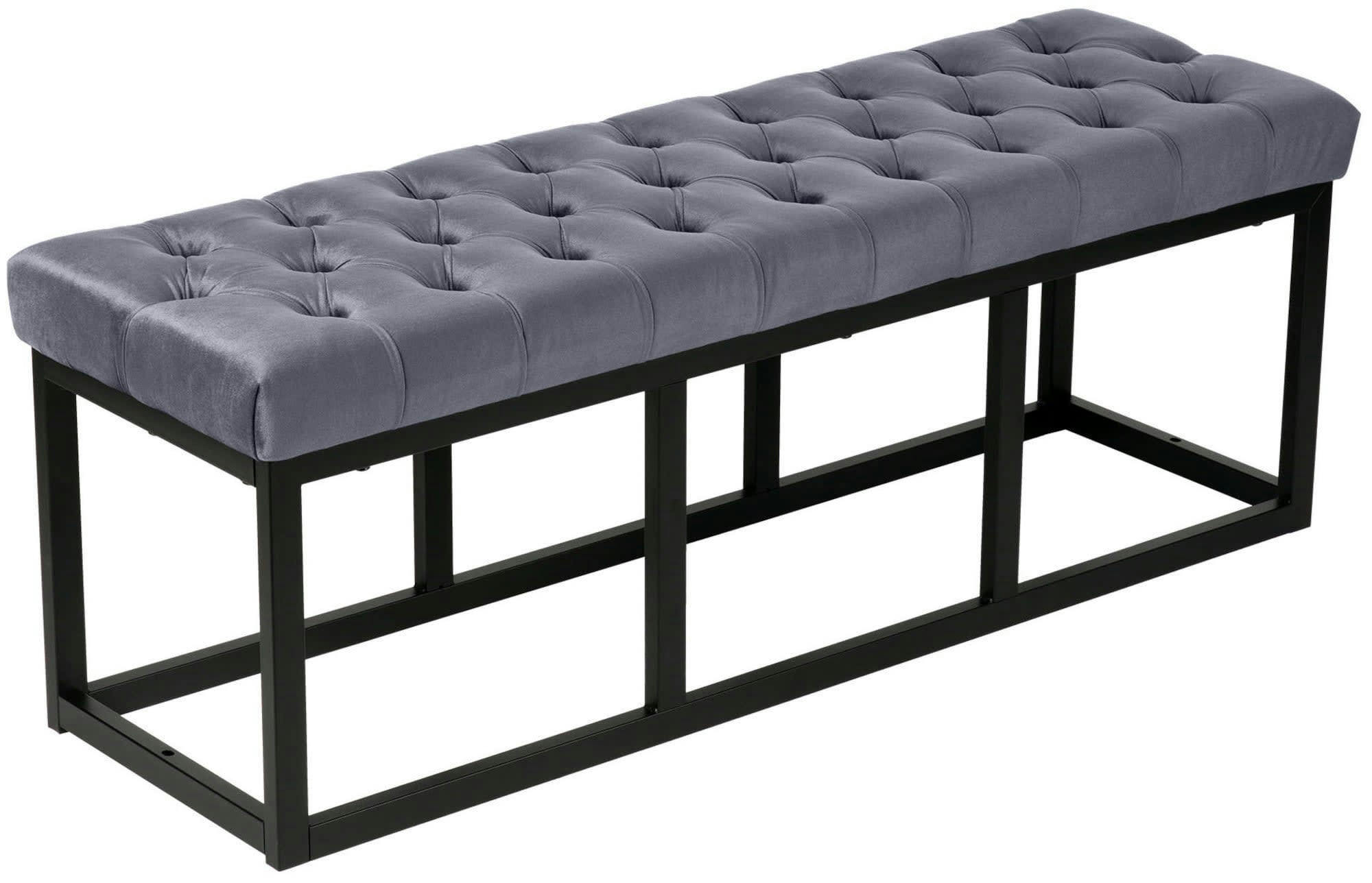 POLSON - Banquette avec cadre en métal et assise en velours Gris