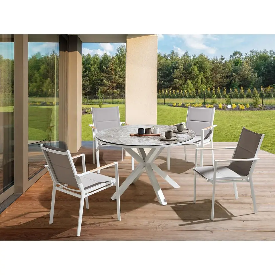 MALETTO/BUSSETO - Tuinset voor 4 - Grijs/Marmer - Aluminium