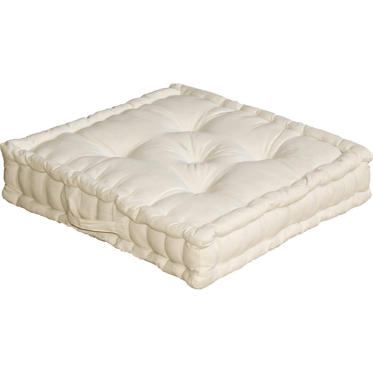 - Coussin de sol uni en pur coton ecru 50x50x10 cm