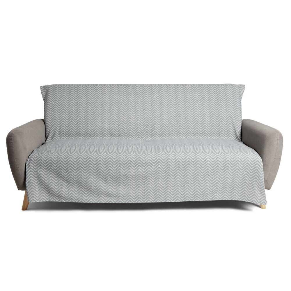 Jeté de canapé 170x250cm 100% coton motif chevron gris
