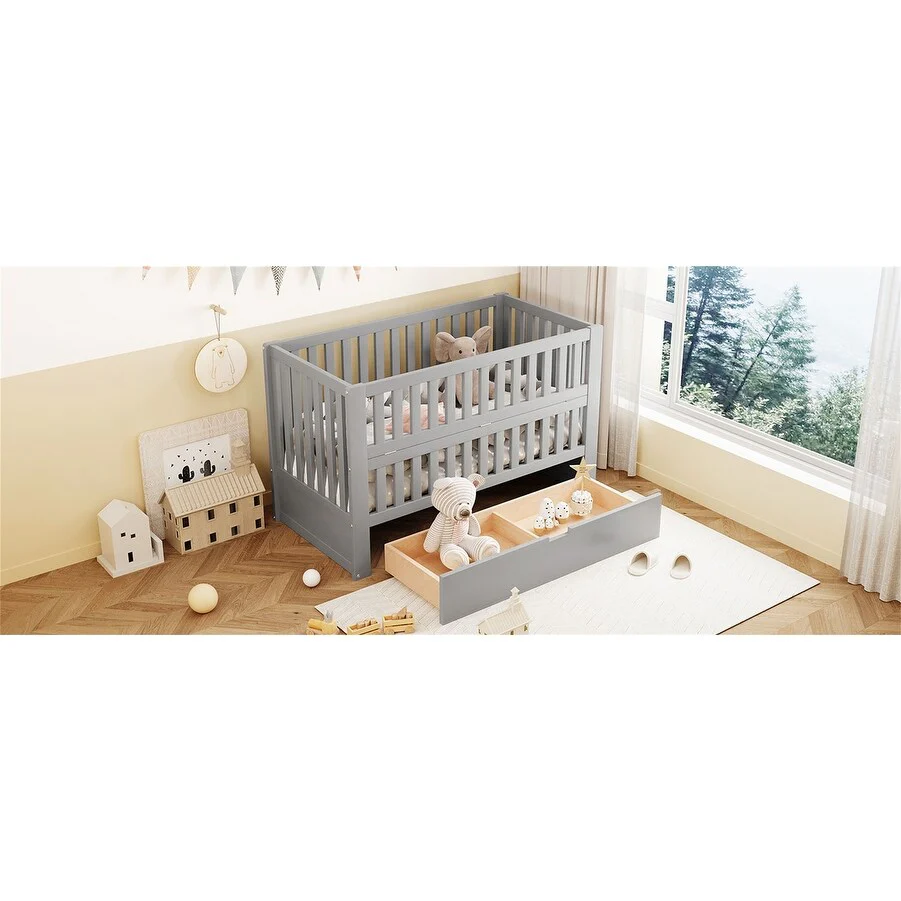 Convertible Crib/Full Size Bed with Drawers