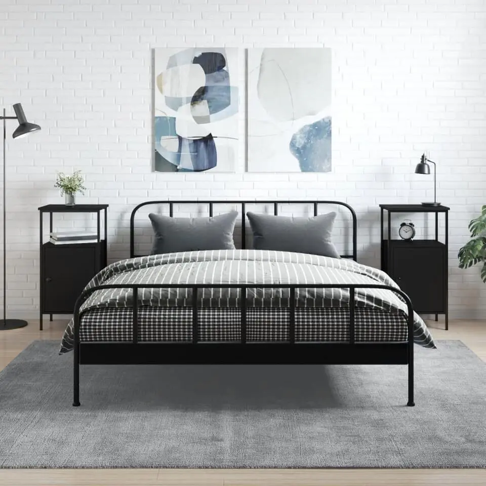 vidaXL - Nachtkastje - Zwart - Bewerkt hout - 2 stuks