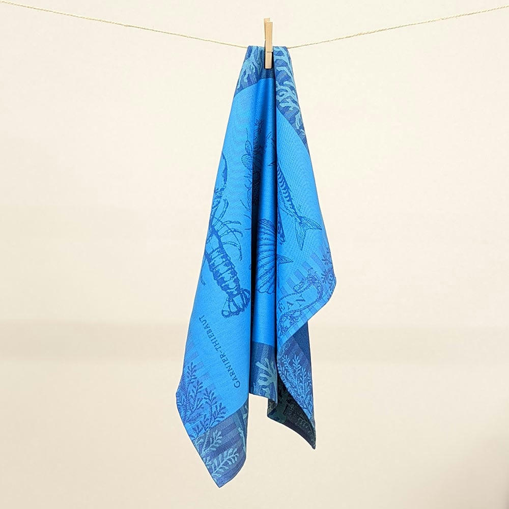 L'OCEAN BLEU - Torchon  pur coton bleu 56x77