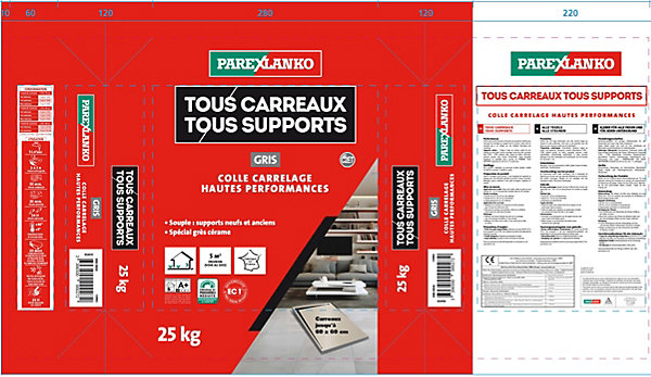 Colle tous carreaux tous supports Parexlanko Gris 25kg