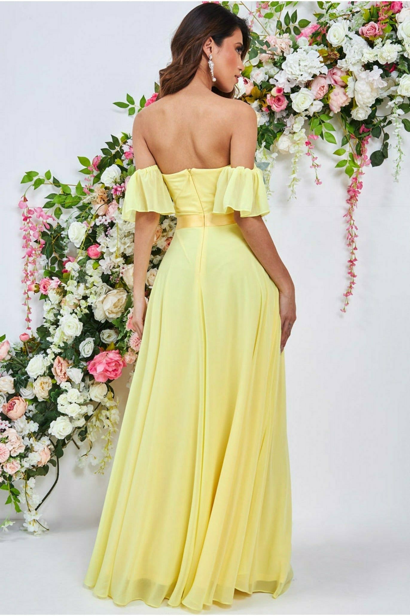 Goddiva Draped Off The Shoulder Maxi With Split