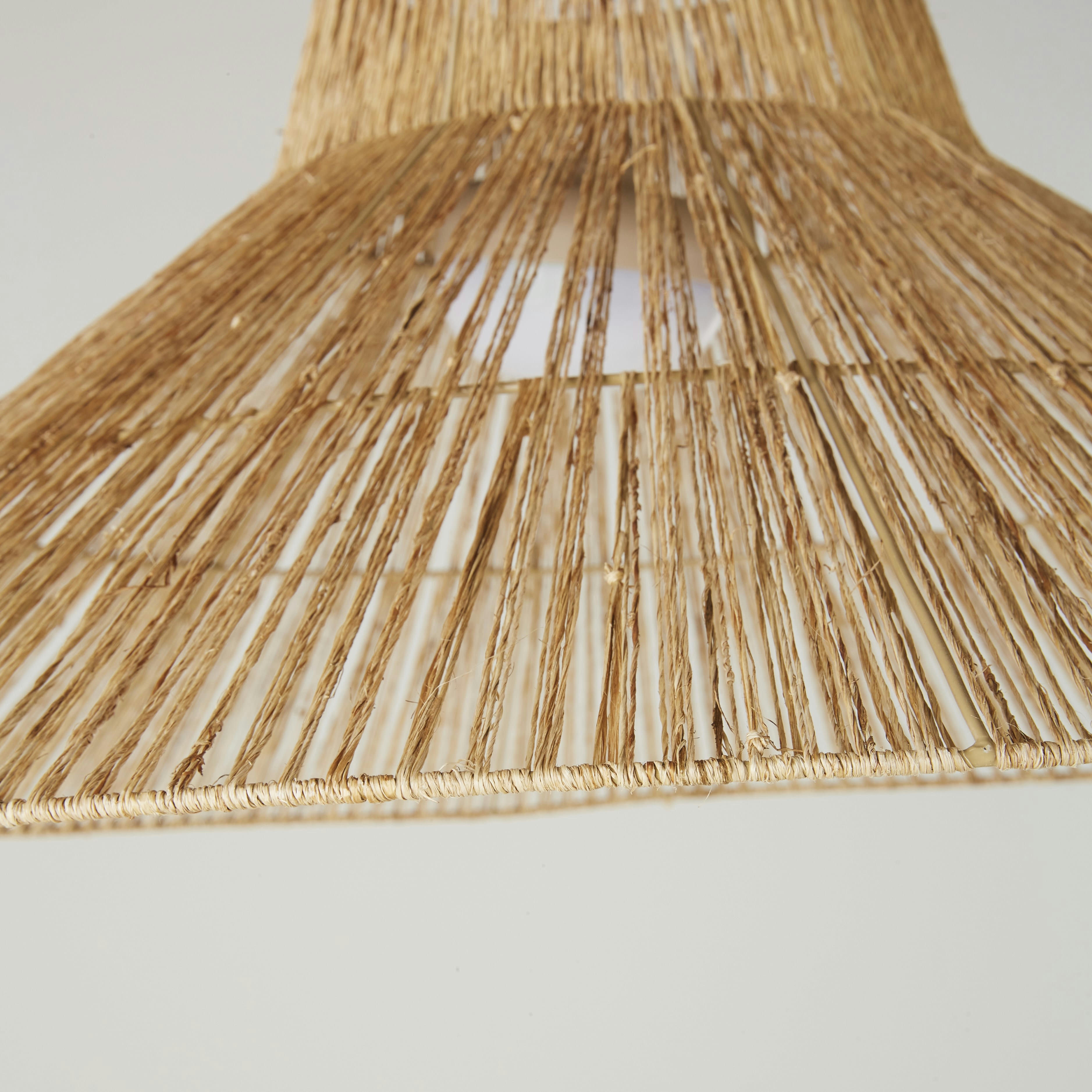 ELIOTT - Lampadaire d'extérieur en métal noir et abat-jour en jonc de mer H228