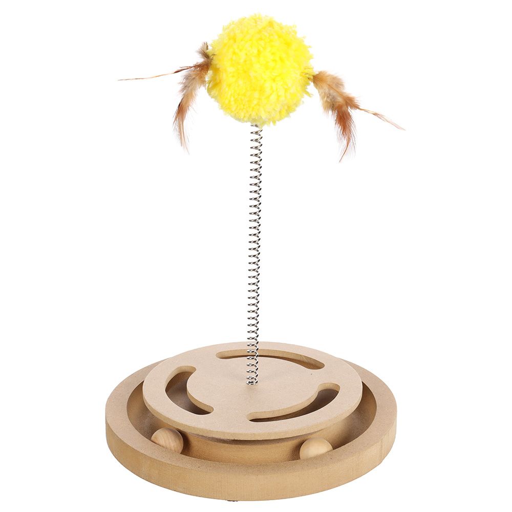 Flamingo Kitty Brain Train with Feathers Cat Toy