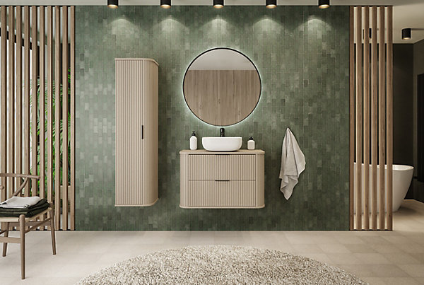 Meuble demi colonne suspendu de salle de bain GLAMOUR CACHEMIRE 35 x 79 cm